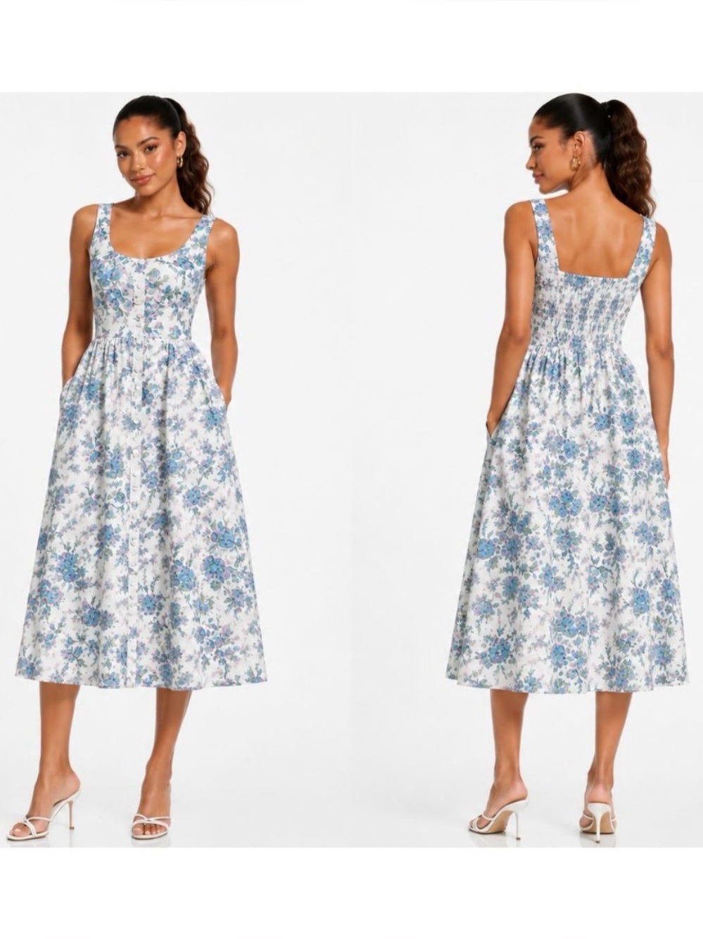 J. Crew English Garden Floral Print Button Front Midi Cottagecore Dress Size 10
